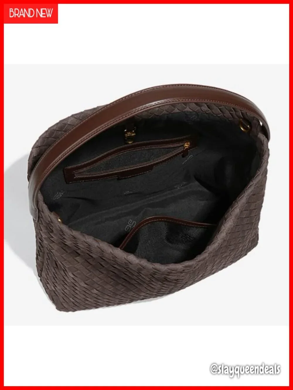Woven Faux Suede Hobo Bag Shoulder Tote Satchel Women Purse